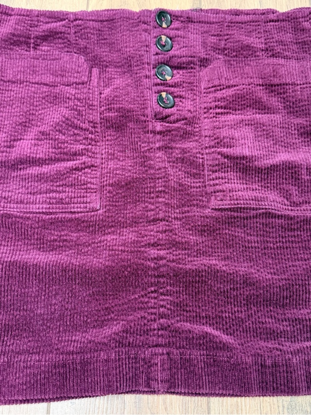 Altar’d State A Beautiful Soul Burgundy Corduroy Button Front Mini Skirt - Picture 2 of 9